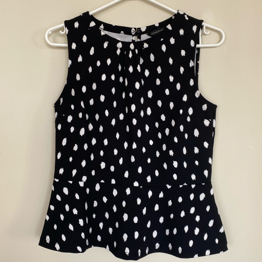 Banana Republic Black and White Polka Dot  Sleeveless Top, Size XS